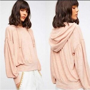 Free People Sunrise Hoodie Blush Pink Oversized Pullover